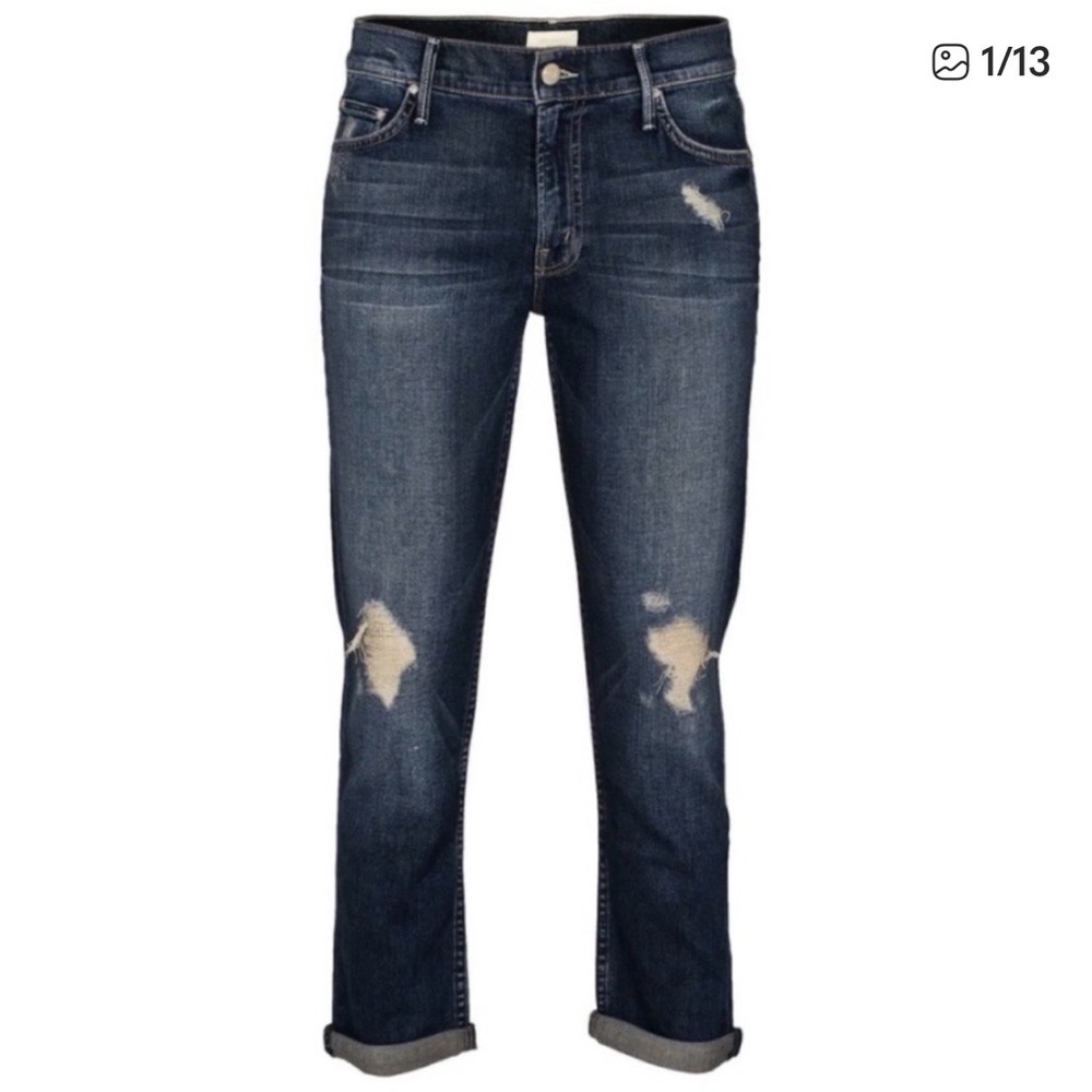 Mother TheDropout Cropped Straight Leg Jeans Tarnished Wash Size 25